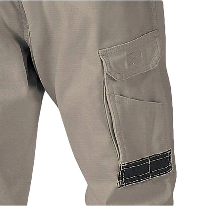 Men's Cotton Drill Cargo Work Pants UPF 50+ 13 Pockets Tradies Workwear Trousers, Khaki, 28