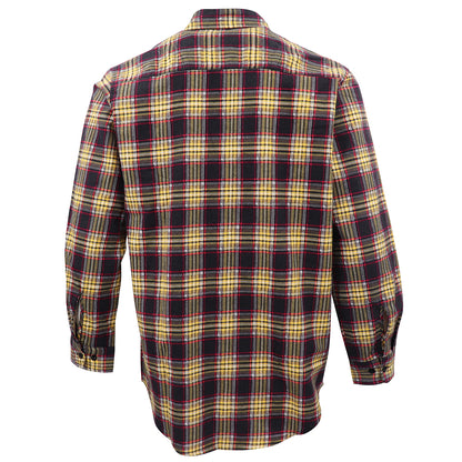 Men's 100% Cotton Flannelette Shirt Long Sleeve Plaid Check Flannel w Pockets, Golden Horizon Plaid, M