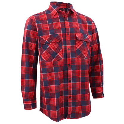Men's 100% Cotton Flannelette Shirt Long Sleeve Plaid Check Flannel w Pockets, Crimson Tide Plaid, S