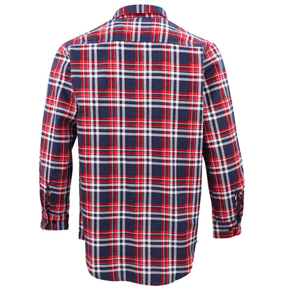 Men's 100% Cotton Flannelette Shirt Long Sleeve Plaid Check Flannel w Pockets, Heritage Red Plaid, M