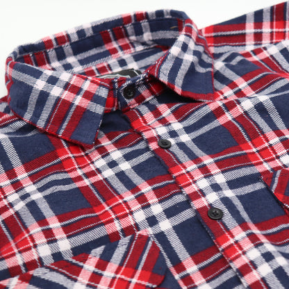 Men's 100% Cotton Flannelette Shirt Long Sleeve Plaid Check Flannel w Pockets, Heritage Red Plaid, M
