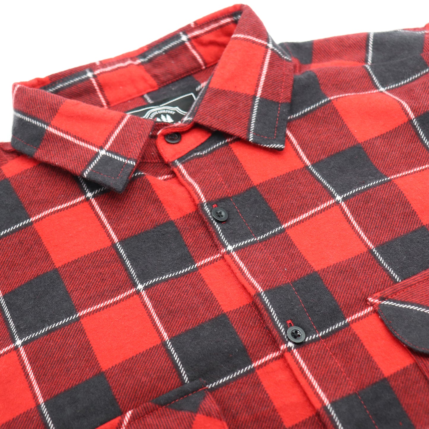 Men's 100% Cotton Flannelette Shirt Long Sleeve Plaid Check Flannel w Pockets, Lumberjack Red Buffalo Plaid, XL