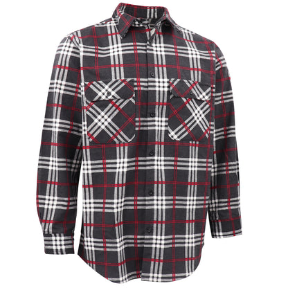 Men's 100% Cotton Flannelette Shirt Long Sleeve Plaid Check Flannel w Pockets, Shadow Glen Plaid, M