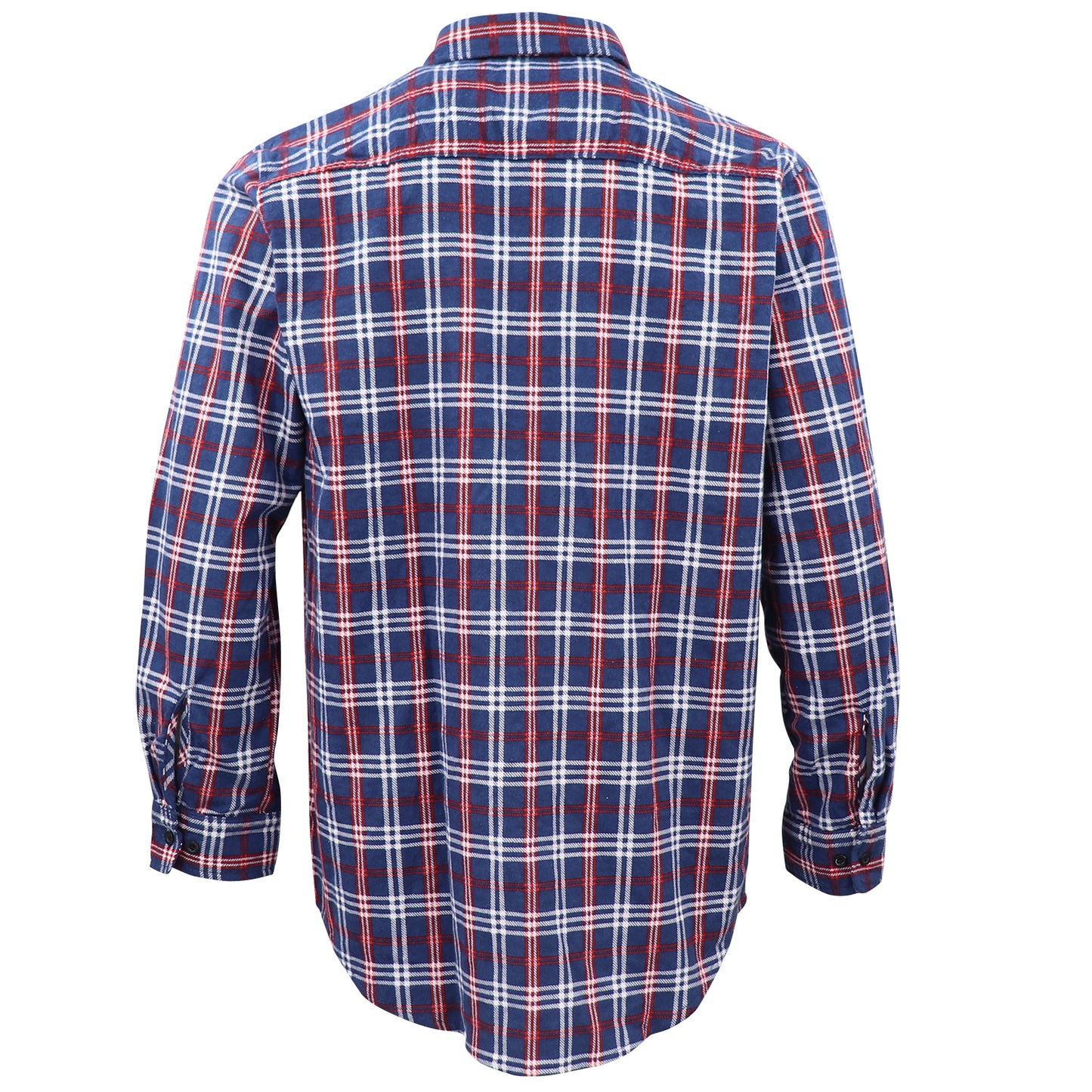 Men's 100% Cotton Flannelette Shirt Long Sleeve Plaid Check Flannel w Pockets, Patriot Blue Plaid, 3XL