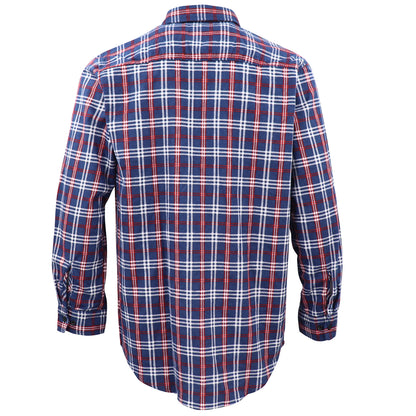 Men's 100% Cotton Flannelette Shirt Long Sleeve Plaid Check Flannel w Pockets, Patriot Blue Plaid, 3XL
