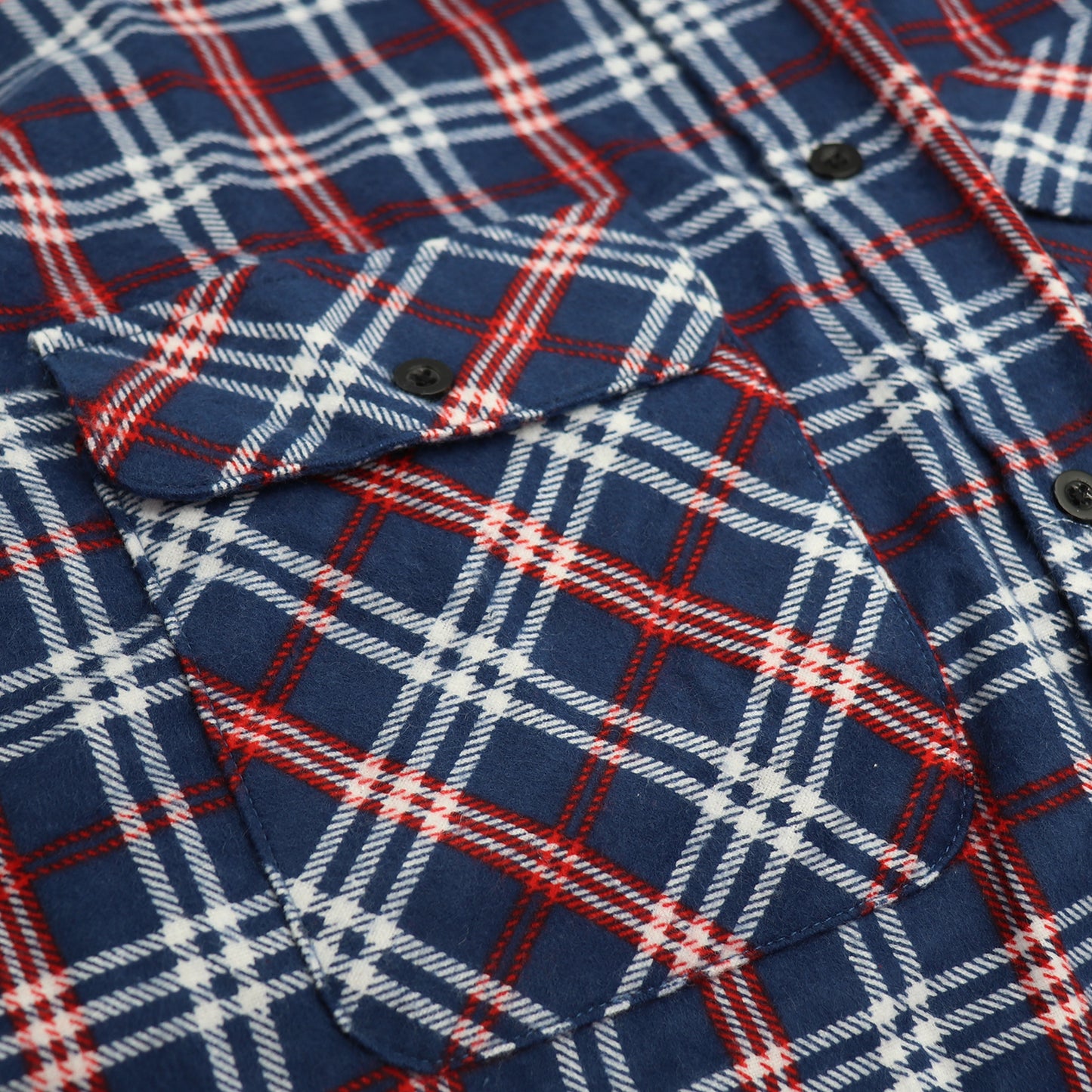 Men's 100% Cotton Flannelette Shirt Long Sleeve Plaid Check Flannel w Pockets, Patriot Blue Plaid, 3XL