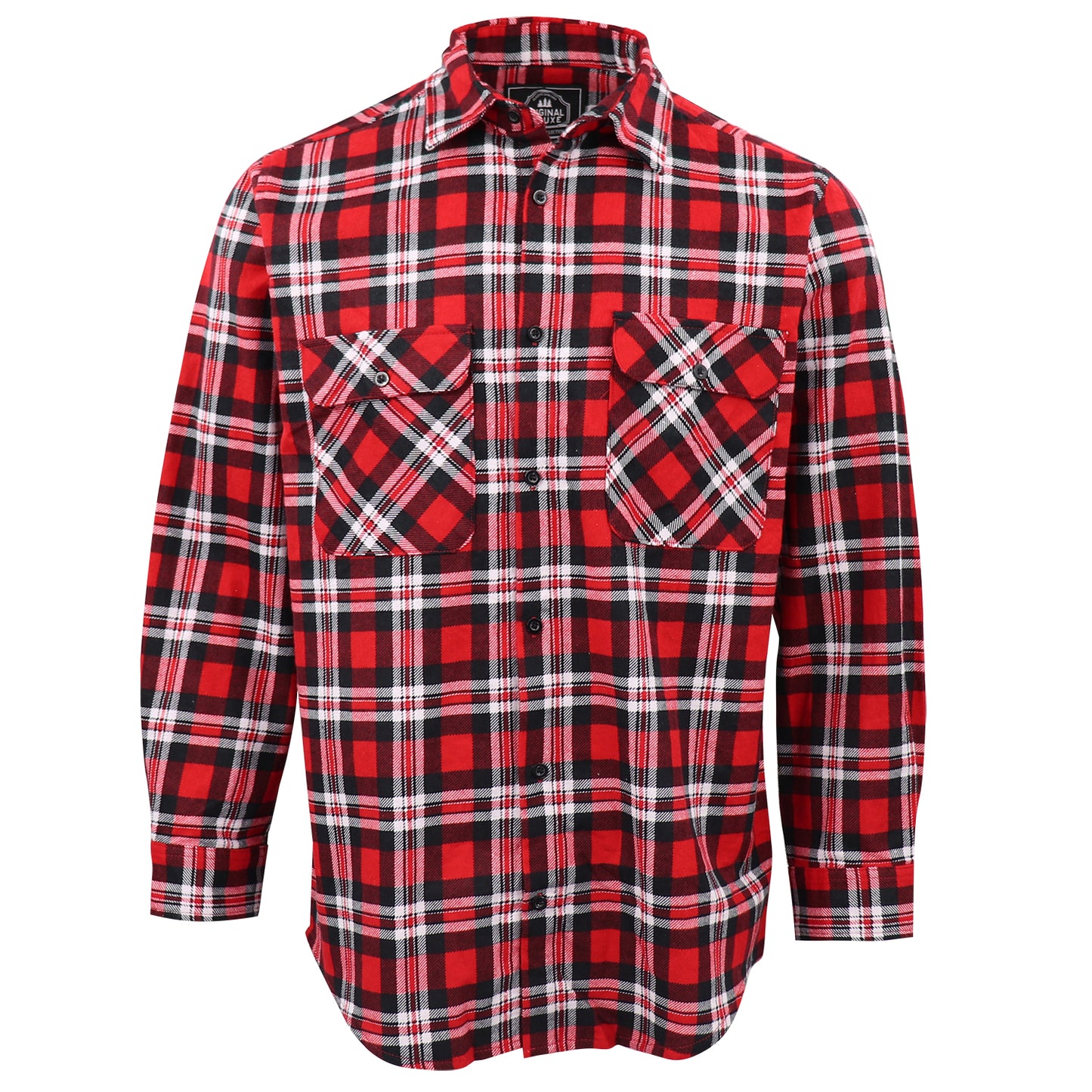 Men's 100% Cotton Flannelette Shirt Long Sleeve Plaid Check Flannel w Pockets, Crimson Knight Plaid, L