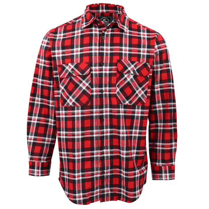 Men's 100% Cotton Flannelette Shirt Long Sleeve Plaid Check Flannel w Pockets, Crimson Knight Plaid, L