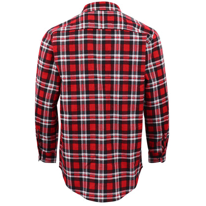 Men's 100% Cotton Flannelette Shirt Long Sleeve Plaid Check Flannel w Pockets, Crimson Knight Plaid, L
