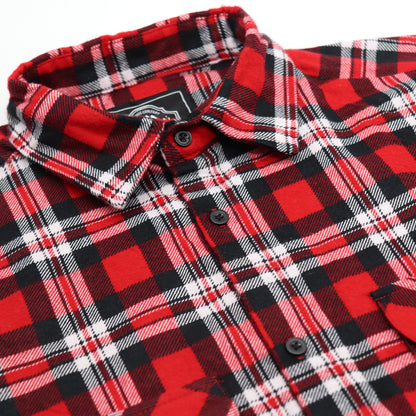 Men's 100% Cotton Flannelette Shirt Long Sleeve Plaid Check Flannel w Pockets, Crimson Knight Plaid, L