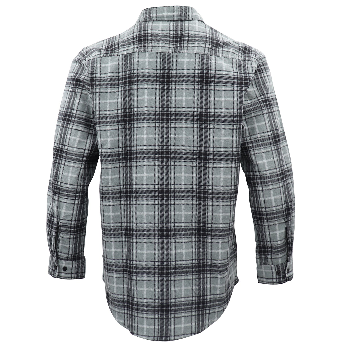 Men's 100% Cotton Flannelette Shirt Long Sleeve Plaid Check Flannel w Pockets, Granite Gray Plaid, M