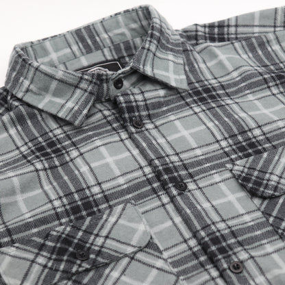 Men's 100% Cotton Flannelette Shirt Long Sleeve Plaid Check Flannel w Pockets, Granite Gray Plaid, M