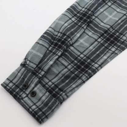 Men's 100% Cotton Flannelette Shirt Long Sleeve Plaid Check Flannel w Pockets, Granite Gray Plaid, M