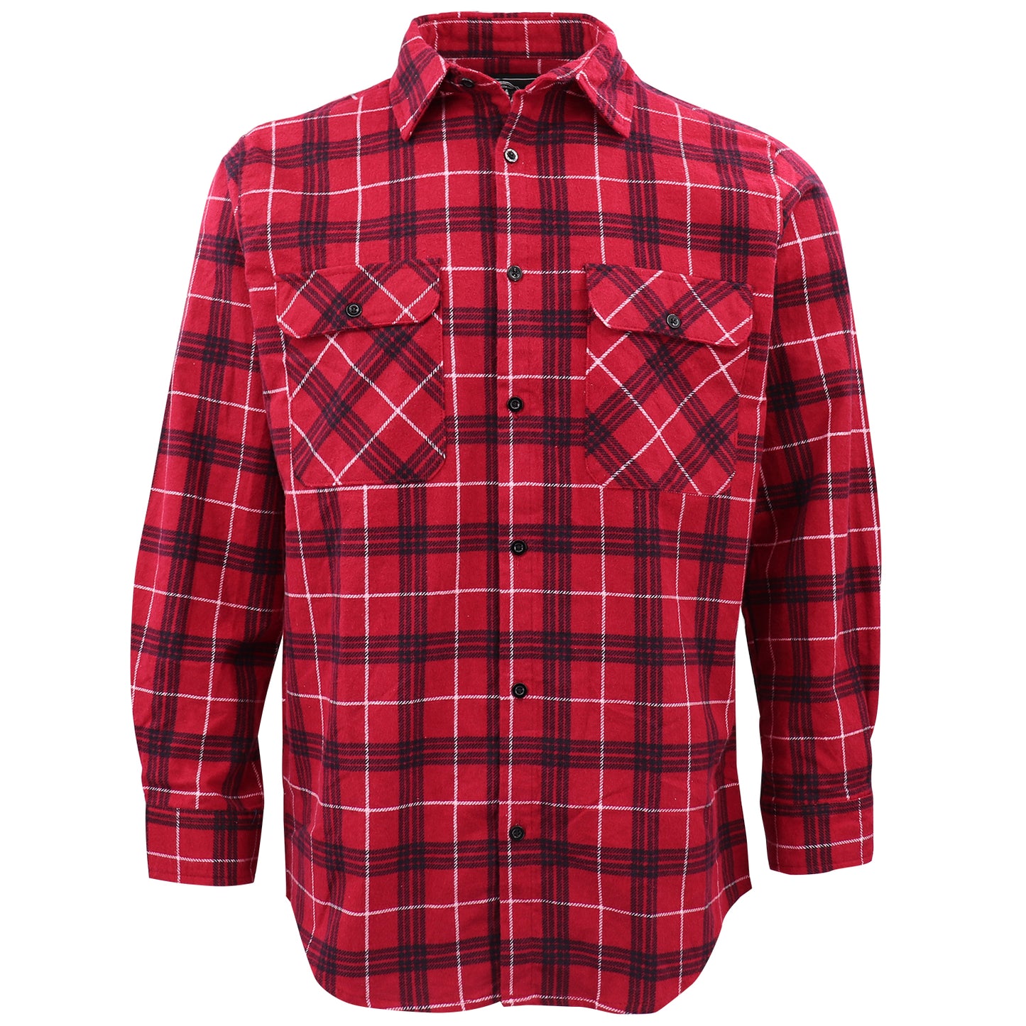 Men's 100% Cotton Flannelette Shirt Long Sleeve Plaid Check Flannel w Pockets, Scarlet Ember Plaid, M