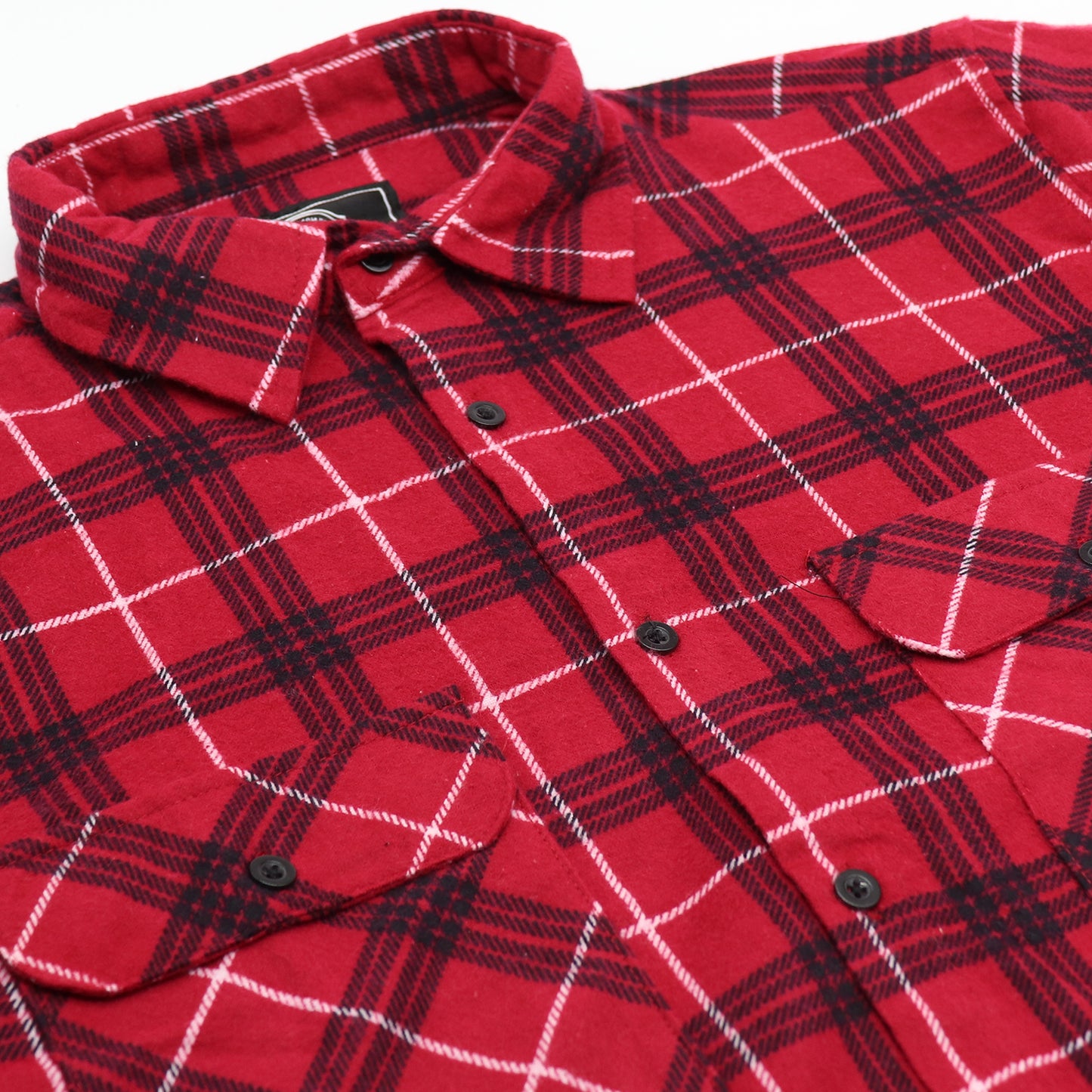 Men's 100% Cotton Flannelette Shirt Long Sleeve Plaid Check Flannel w Pockets, Scarlet Ember Plaid, M