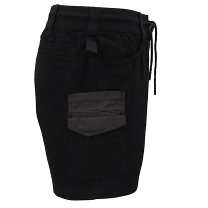 Mens Cargo Cotton Work Shorts 10 Pockets Tradies Utility Pants Workwear Trousers, Black, 28