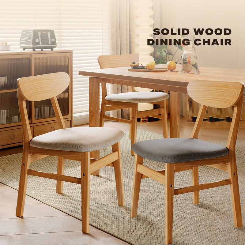 Dining Chairs Kitchen Chair Natural Wood Linen Fabric Cafe Lounge Chairs