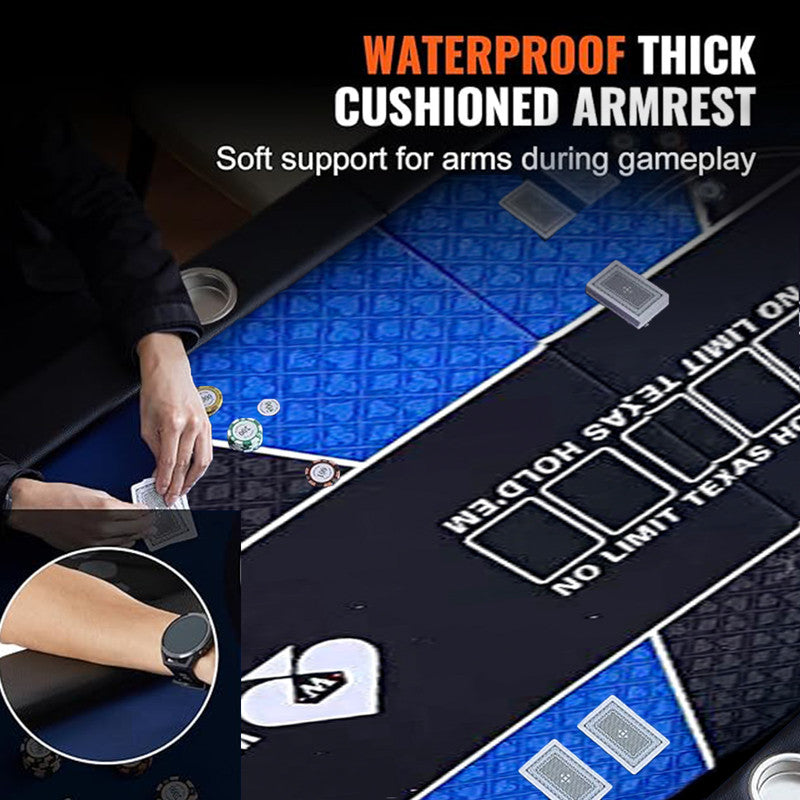 10 Player Foldable Poker Table Blackjack Texas Holdem Table with Cup Holders