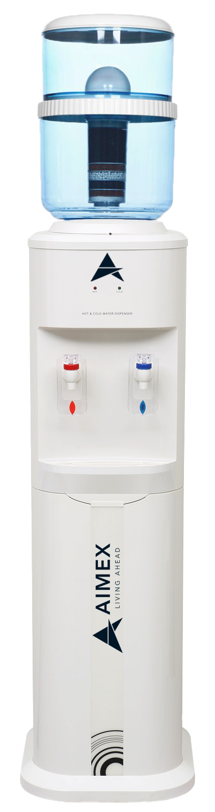 Luxurious White Free Standing Hot and Cold-Water Dispenser with Filter Bottle and LG Compressor