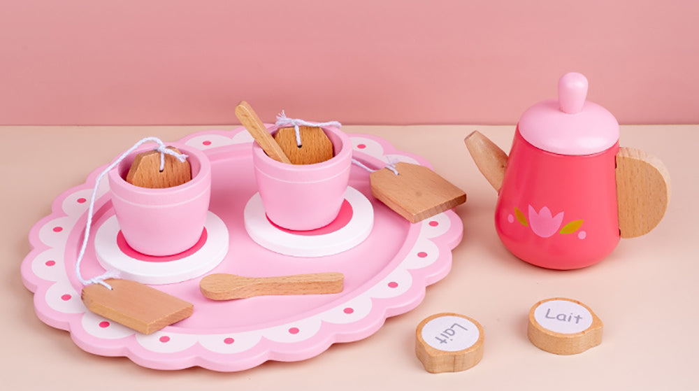 Kids Wooden Kitchen Tea Set Pretend Play