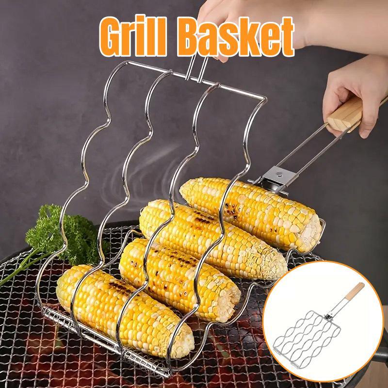 Folding Handle Corn Grill Clip Anti Scald Barbecue Tool for Home Outdoor Cooking