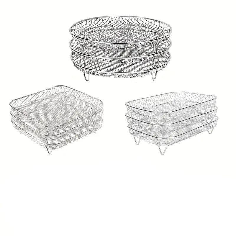 Air Fryer Grill Rack Multi Layer Removable Shelf Mesh Rack for Cooking BBQ - Rectangle