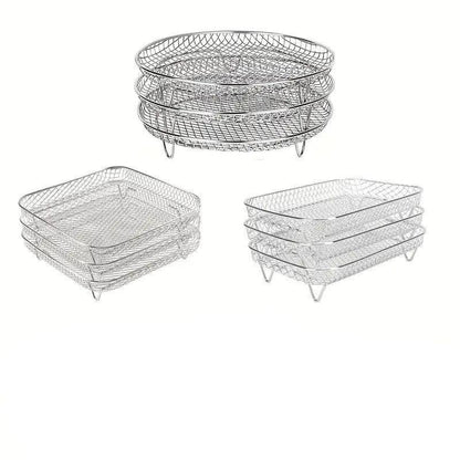 Air Fryer Grill Rack Multi Layer Removable Shelf Mesh Rack for Cooking BBQ - Rectangle