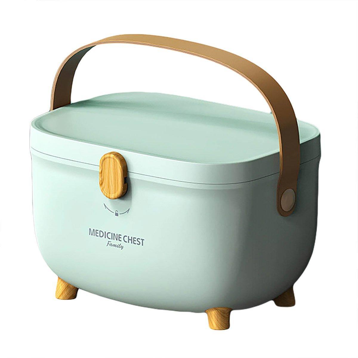 2 Layer Portable First Aid Kit Emergency Medicine Chest Organizer Storage Box - Green