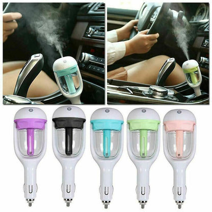 Mini Car Air Humidifier Essential Oil Diffuser Ultrasonic Aroma Mist Purifier - Black