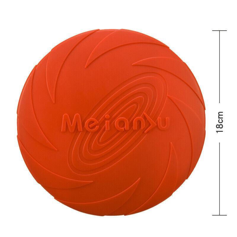 Frisbee Toy for Dogs Outdoor Fetch Training Soft Rubber Pet Flying Disc 18cm - Orange