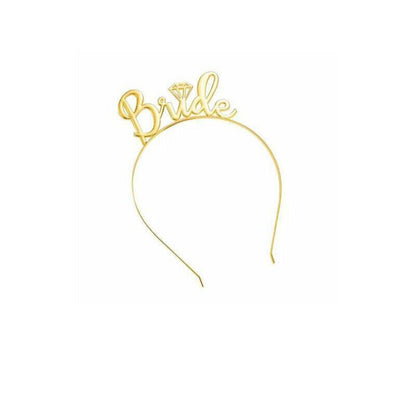 Bride To Be Hen Veil Sash Tiara Hens Night Bridal Shower Kitchen Tea Accessories - Gold Tiara