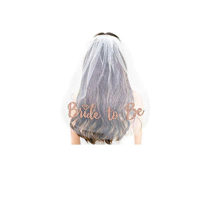 Bride To Be Hen Veil Sash Tiara Hens Night Bridal Shower Kitchen Tea Accessories - Gold Tiara