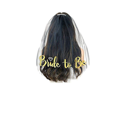 Bride To Be Hen Veil Sash Tiara Hens Night Bridal Shower Kitchen Tea Accessories - Gold Tiara