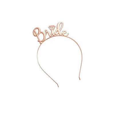 Bride To Be Hen Veil Sash Tiara Hens Night Bridal Shower Kitchen Tea Accessories - Gold Tiara