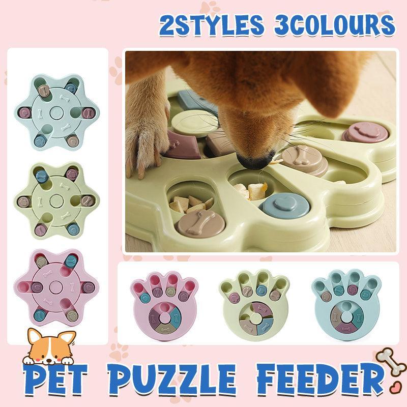 Dog Treat Dispenser Food Puzzle Toy Interactive Training Feeder Pet Supply Bowl - Claw-Blue