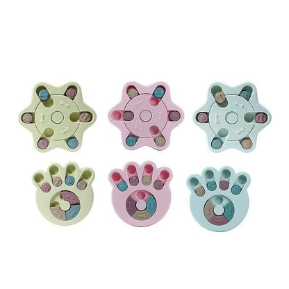 Dog Treat Dispenser Food Puzzle Toy Interactive Training Feeder Pet Supply Bowl - Hexagon-Green