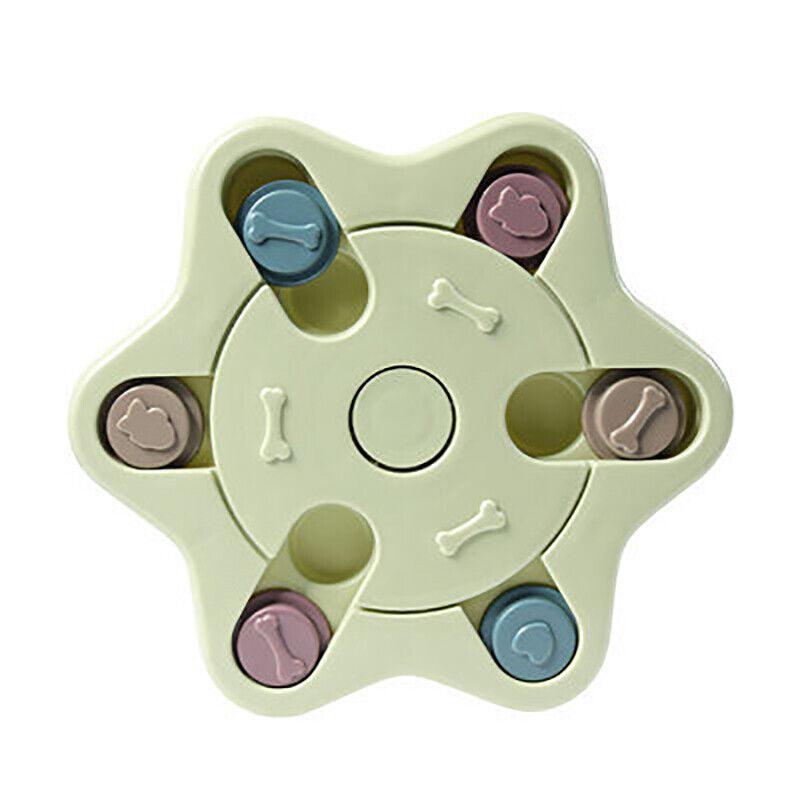 Dog Treat Dispenser Food Puzzle Toy Interactive Training Feeder Pet Supply Bowl - Hexagon-Green