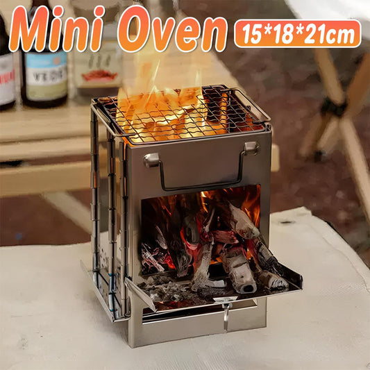 Square Wood Stove Mini Folding Grill Outdoor Camping Portable BBQ Cooking Rack