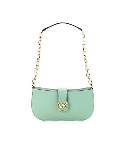 Michael Kors Women's Car Small Sea Green Leather Pouchette Shoulder Crossbody Purse - One Size