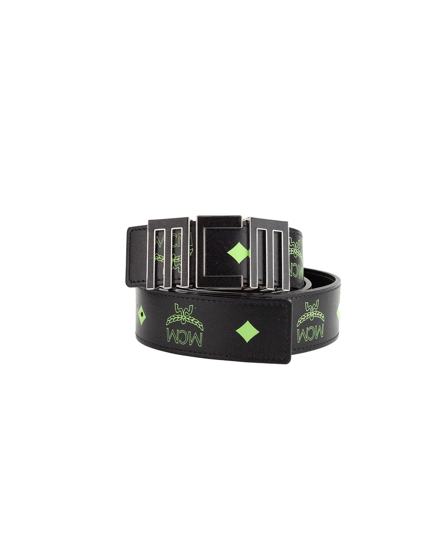 MCM Claus Mens Summer Green Visetos Logo Belt One Size Men