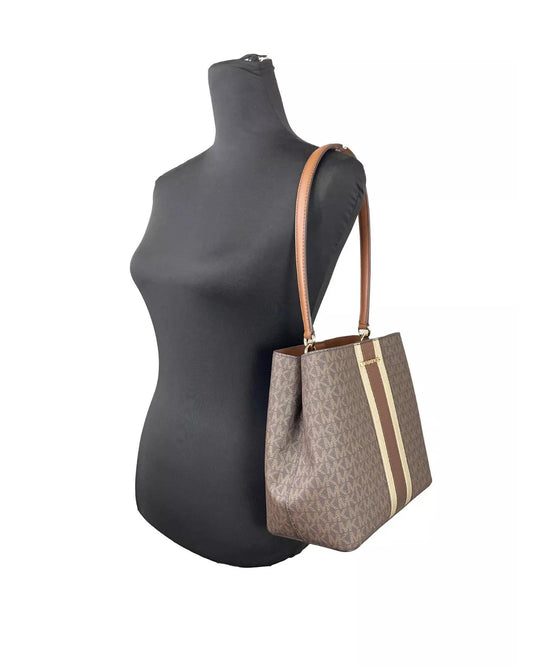 Michael Kors Women's Medium Pratt Bucket Shoulder Bag Purse Brown - One Size