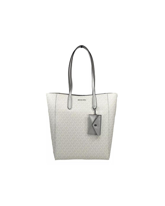 Michael Kors Women's Vincent With Card Case Large Tote Purse Bag Silver - One Size