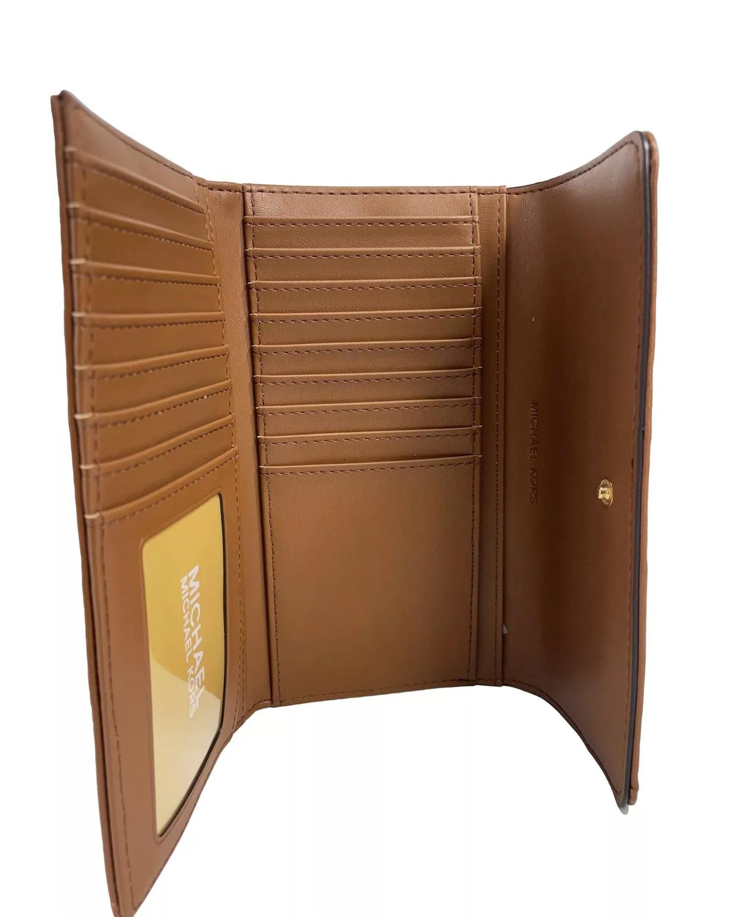 Michael Kors Women's Jet Set Travel Large Quilted Leather Trifold Wallet Brown - One Size