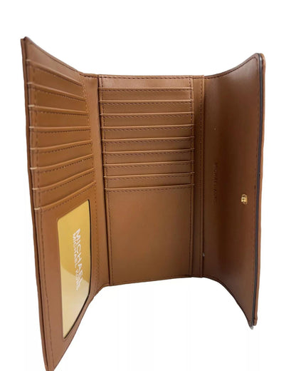 Michael Kors Women's Jet Set Travel Large Quilted Leather Trifold Wallet Brown - One Size