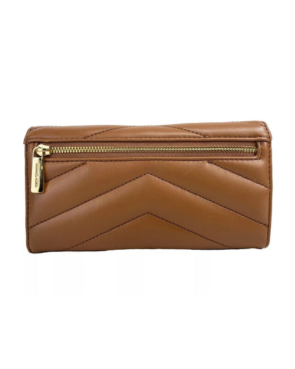 Michael Kors Women's Jet Set Travel Large Quilted Leather Trifold Wallet Brown - One Size