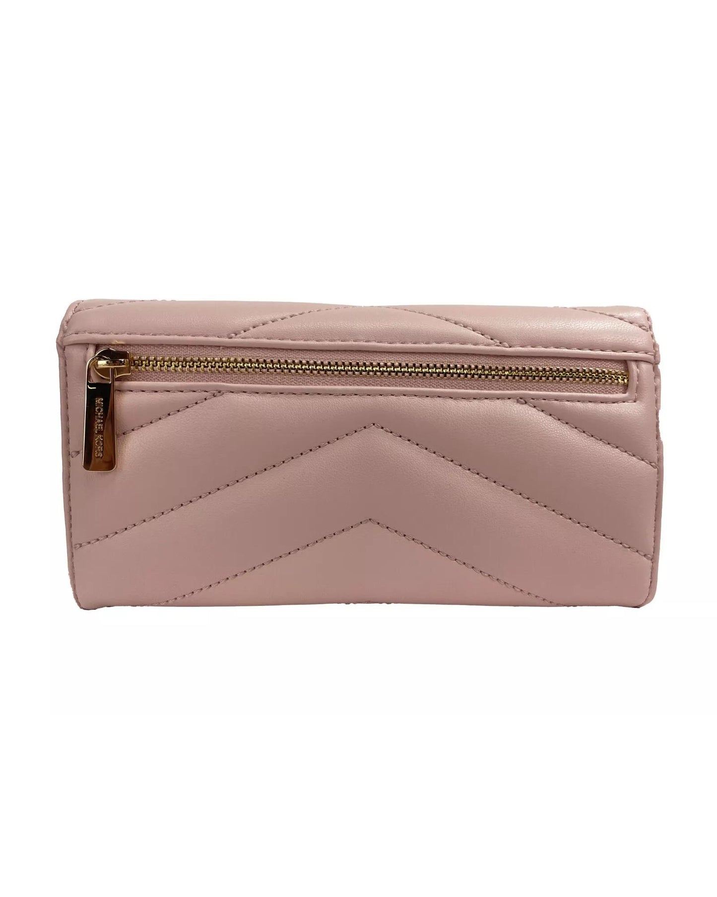 Michael Kors Women's Jet Set Travel Large Quilted Leather Trifold Wallet Powder Blush - One Size
