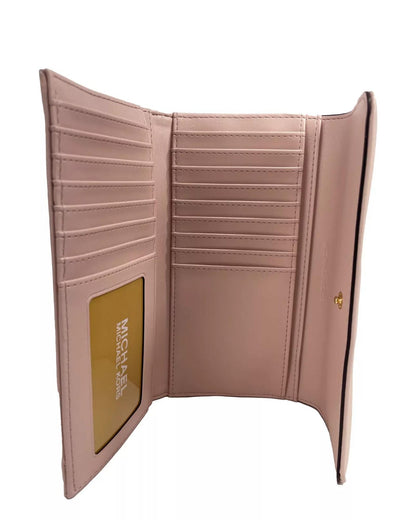 Michael Kors Women's Jet Set Travel Large Quilted Leather Trifold Wallet Powder Blush - One Size