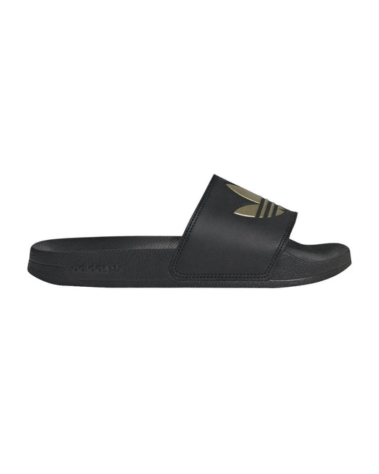 Adidas Black Casual Slides with Gold Accents in Core Black - 8 US