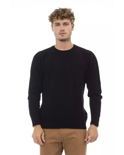 Alpha Studio Men's Black Viscose Sweater - 48 IT