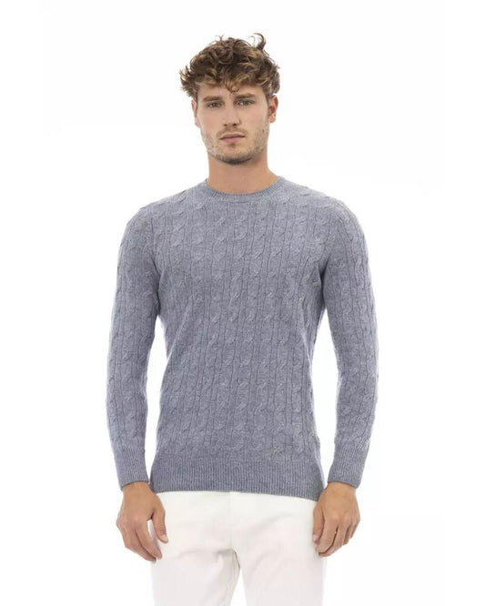 Alpha Studio Men's Light Blue Viscose Sweater - 46 IT